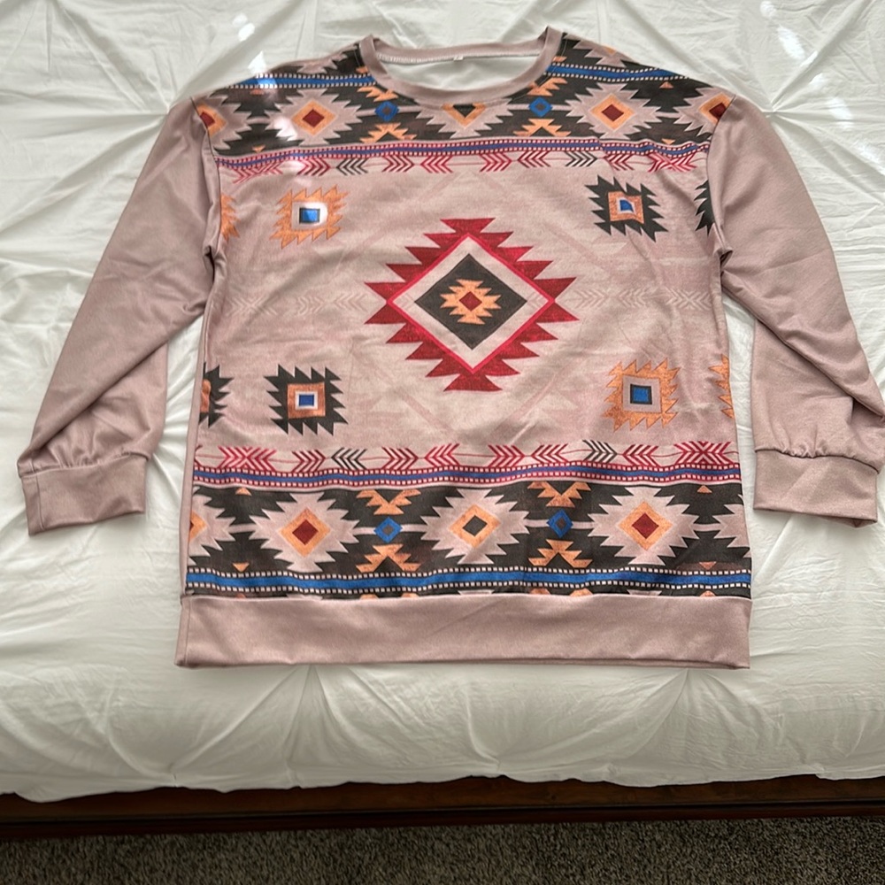 Colorful Indian style, long sleeve sweatshirt  size L
